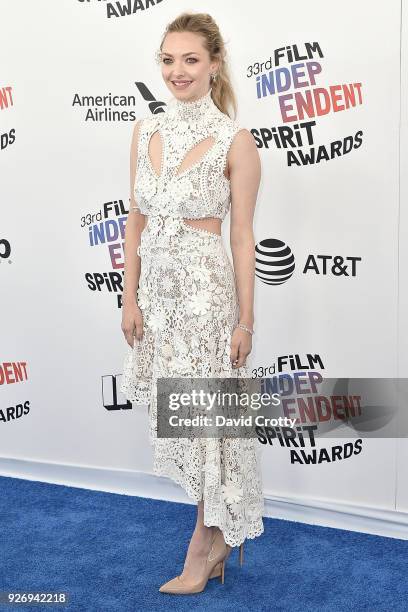 Amanda Seyfried attends the 2018 Film Independent Spirit Awards - Arrivals on March 3, 2018 in Santa Monica, California.