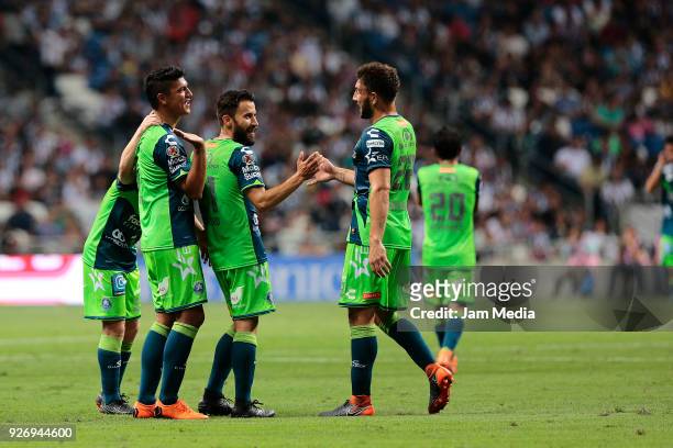 Luis Gerardo Venegas of Puebla celebrates after scoring the second goal of his team, during the 10th round match between Monterrey and Puebla as part...
