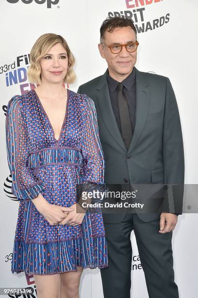 Carrie Brownstein and Fred Armisen attend the 2018 Film Independent Spirit Awards - Arrivals on March 3, 2018 in Santa Monica, California.