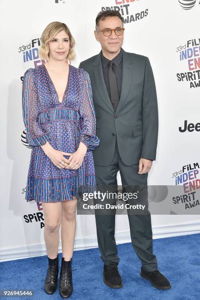 Carrie Brownstein and Fred Armisen attend the 2018 Film Independent Spirit Awards - Arrivals on March 3, 2018 in Santa Monica, California.