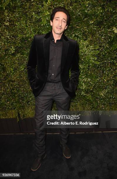 Adrien Brody attends Charles Finch and Chanel Pre-Oscar Awards Dinner at Madeo in Beverly Hills on March 3, 2018 in Beverly Hills, California.