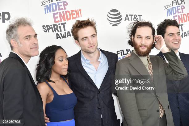 Ronald Bronstein, Taliah Webster, Josh Safdie, Robert Pattinson and Benny Safdie attend the 2018 Film Independent Spirit Awards - Arrivals on March...