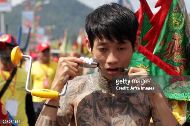 Participant taking part in the Cap Go Meh Festival, also known as Yuanxiao festival in China, which marks the 15th and final day of the Lunar New...