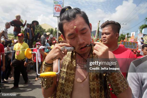 Participant taking part in the Cap Go Meh Festival, also known as Yuanxiao festival in China, which marks the 15th and final day of the Lunar New...