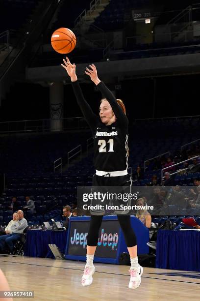 Providence Lady Friars guard Maddie Jolin shoots the basketball during the game against the Butler Bulldogs on March 3, 2018 at the Wintrust Arena...