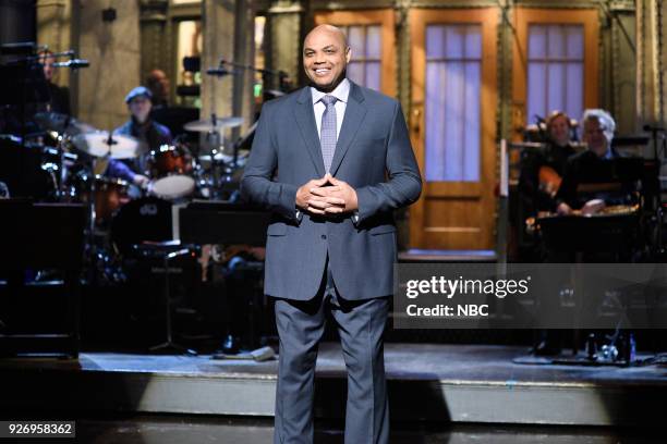 Episode 1739 "Charles Barkley" -- Pictured: Charles Barkley during the Opening Monologue in Studio 8H on Saturday, March 3, 2018 --