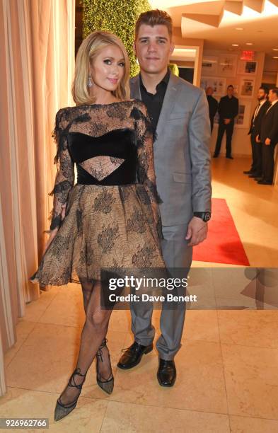 Paris Hilton and Chris Zylka attend the first annual gala hosted by MAISON-DE-MODE.COM and Perrier Jouet to celebrate Sustainable Style by honoring...