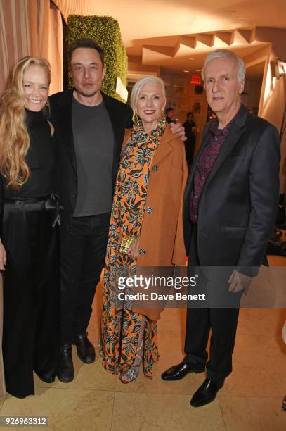 Suzy Amis Cameron, Elon Musk, Maye Musk and James Cameron attend the first annual gala hosted by MAISON-DE-MODE.COM and Perrier Jouet to celebrate...