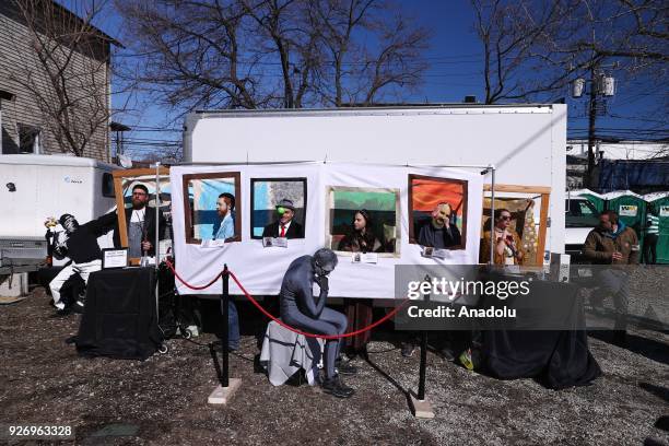 People participate in the "CHIditarod" shopping cart race in Chicago, Illinois, United States on March 03, 2018. People design and create their own...