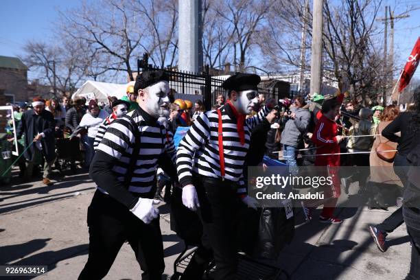 People participate in the "CHIditarod" shopping cart race in Chicago, Illinois, United States on March 03, 2018. People design and create their own...