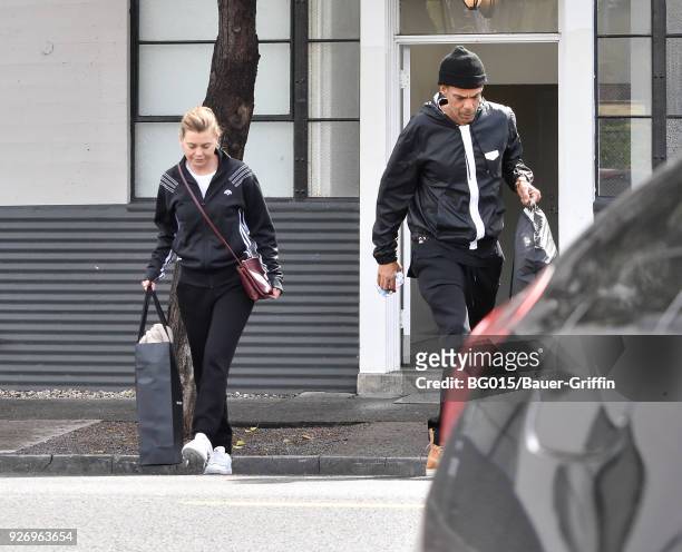 Chris Ivery and Ellen Pompeo are seen on March 03, 2018 in Los Angeles, California.