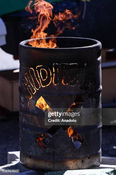 People participate in the "CHIditarod" shopping cart race in Chicago, Illinois, United States on March 03, 2018. People design and create their own...