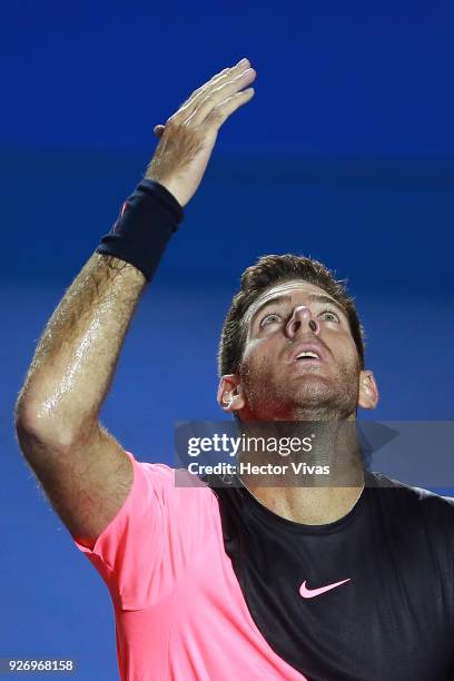 Juan Martin del Potro of Argentina celebrates during a semifinal match between Juan Martin del Potro of Argentina and Alexander Zverev of Germany as...