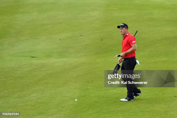 Daniel Nisbet of Australia looks on during day four of the ISPS Handa New Zealand Golf Open at Millbrook Golf Resort on March 4, 2018 in Queenstown,...