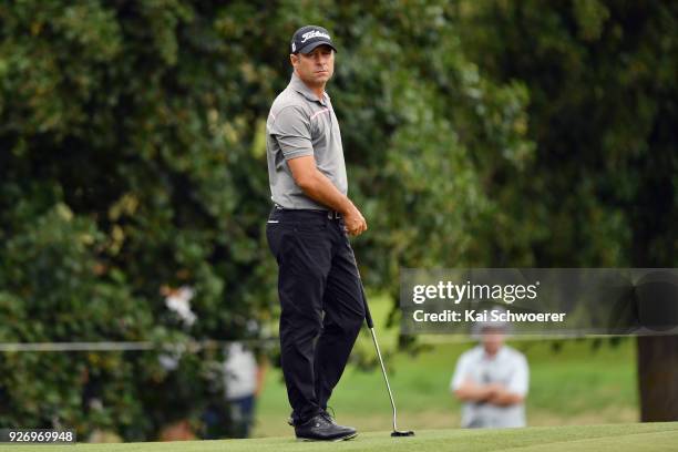 Terry Pilkadaris of Australia looks on during day four of the ISPS Handa New Zealand Golf Open at Millbrook Golf Resort on March 4, 2018 in...