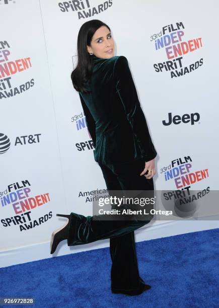 Actress/comic Sarah Silverman arrives for the 2018 Film Independent Spirit Awards on March 3, 2018 in Santa Monica, California.