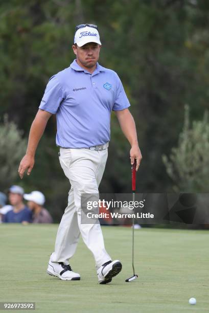 George Coetzee of South Africa looks on during the third round of the Tshwane Open at Pretoria Country Club on March 3, 2018 in Pretoria, South...