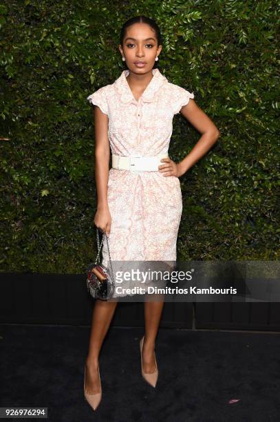 Yara Shahidi, wearing CHANEL, attends Charles Finch and Chanel Pre-Oscar Awards Dinner at Madeo in Beverly Hills on March 3, 2018 in Beverly Hills,...