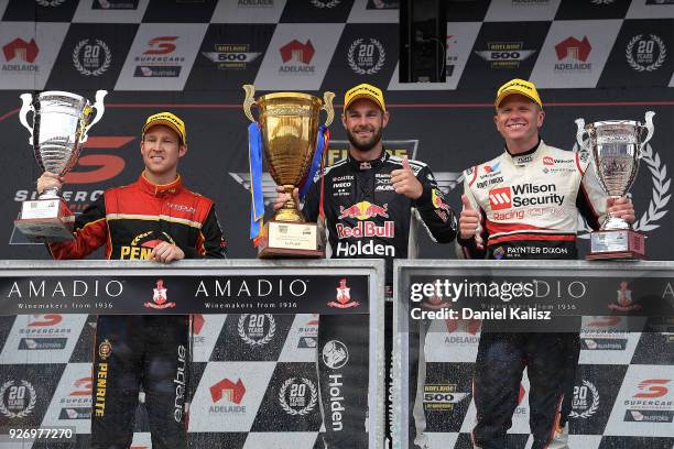 2nd place David Reynolds driver of the Erebus Penrite Racing Holden Commodore ZB, 1st palce Shane Van Gisbergen driver of the Red Bull Holden Racing...