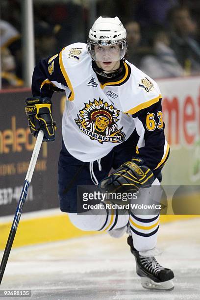 Philippe Paradis of the Shawinigan Cataractes skates during the game against the Rouyn-Noranda Huskies at the Bionest Centre on October 29, 2009 in...