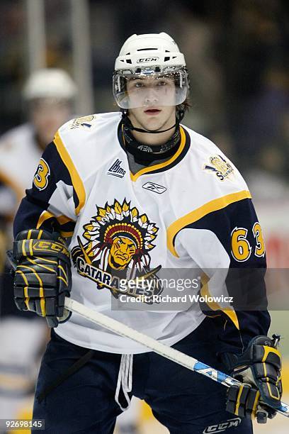 Philippe Paradis of the Shawinigan Cataractes skates during the game against the Rouyn-Noranda Huskies at the Bionest Centre on October 29, 2009 in...