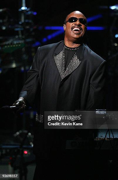 Stevie Wonder performs onstage at the 25th Anniversary Rock & Roll Hall of Fame Concert at Madison Square Garden on October 29, 2009 in New York City.