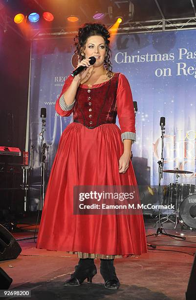 Jodie Prenger performs before Regent Street Switches On Christmas Lights on November 3, 2009 in London, England.