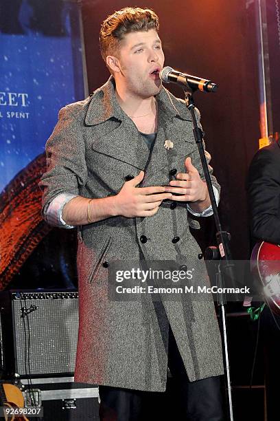 Daniel Merrieweather performs during Regent Street Switches On Christmas Lights on November 3, 2009 in London, England.