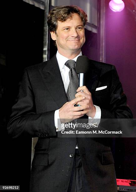 Colin Firth switches on Regent Streets' Christmas Lights on November 3, 2009 in London, England.