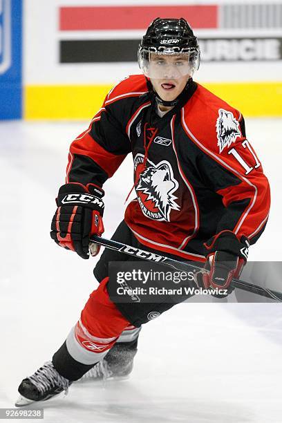 Jeff Desjardins of the Rouyn-Noranda Huskies skates during the game against the Shawinigan Cataractes at the Bionest Centre on October 29, 2009 in...