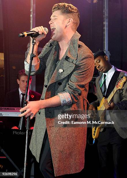 Daniel Merrieweather performs during Regent Street Switches On Christmas Lights on November 3, 2009 in London, England.