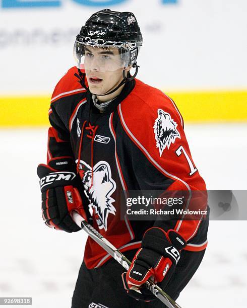 Sean Girard of the Rouyn-Noranda Huskies skates during the game against the Shawinigan Cataractes at the Bionest Centre on October 29, 2009 in...