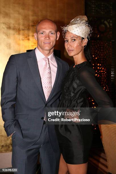 Michael and Lindy Klim arrive for the Crown VRC Oaks Club Ladies Function at Crown Palladium on November 4, 2009 in Melbourne, Australia.