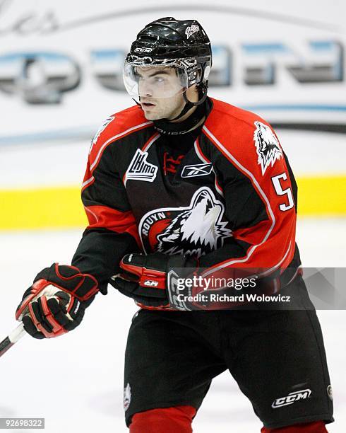 Philippe Cornet of the Rouyn-Noranda Huskies skates during the game against the Shawinigan Cataractes at the Bionest Centre on October 29, 2009 in...
