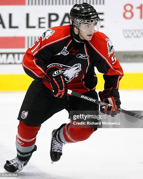 Philippe Cornet of the Rouyn-Noranda Huskies skates during the game against the Shawinigan Cataractes at the Bionest Centre on October 29, 2009 in...