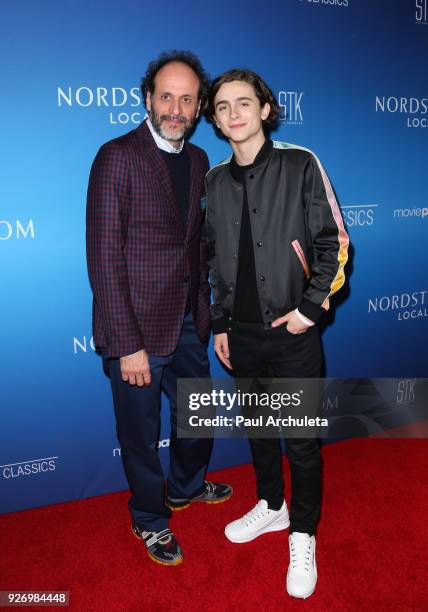 Director Luca Guadagnino and Actor Timothee Chalamet attend the Sony Pictures Classics Oscar nominees dinner on March 3, 2018 in Los Angeles,...