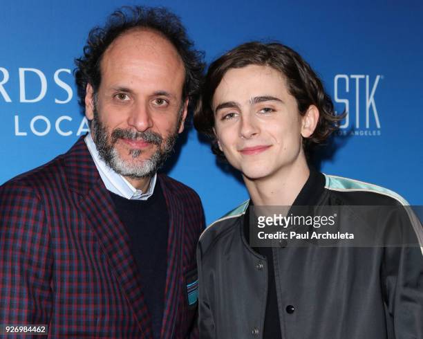 Director Luca Guadagnino and Actor Timothee Chalamet attend the Sony Pictures Classics Oscar nominees dinner on March 3, 2018 in Los Angeles,...