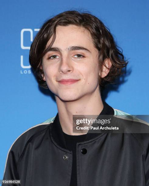 Actor Timothee Chalamet attends the Sony Pictures Classics Oscar nominees dinner on March 3, 2018 in Los Angeles, California.
