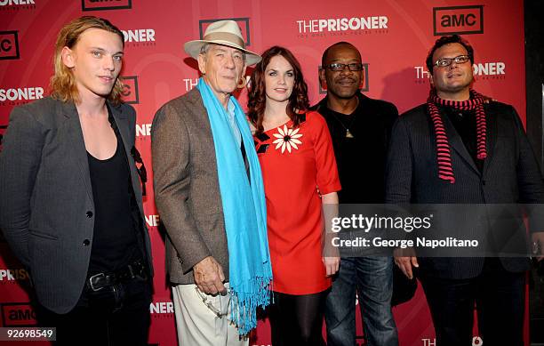 Actors Jamie Campbell Bower, Sir Ian McKellen, Ruth Wilson, Lennie James and Jeffrey Smith attend "The Prisoner" New York screening at the IFC Center...