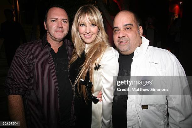Chris Ciccone, Erika Jayne and Orlando Puertal attend the Erika Jayne Album release Party for "Pretty Mess" at Coco de Mer on August 20, 2009 in West...