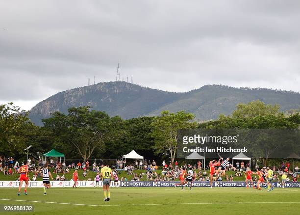 General view of the field of play during the AFL JLT Community Series match between the Geelong Cats and the Gold Coast Suns at Riverway Stadium on...