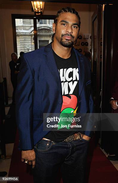 Boxer David Haye arrives for the GQ Men of the Year awards at The Royal Opera House on September 8, 2009 in London, England.