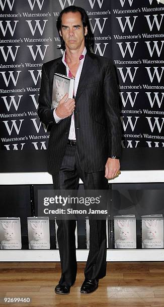 Nick Cave attends a book signing for 'The Death Of Bunny Munro' at Waterstones on Piccadilly on September 8, 2009 in London, England.
