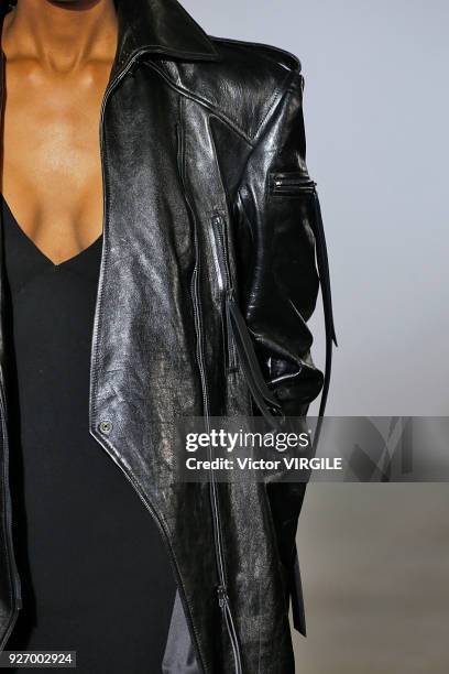 Model walks the runway during the Olivier Theyskens Ready to Wear fashion show as part of the Paris Fashion Week Womenswear Fall/Winter 2018/2019 on...