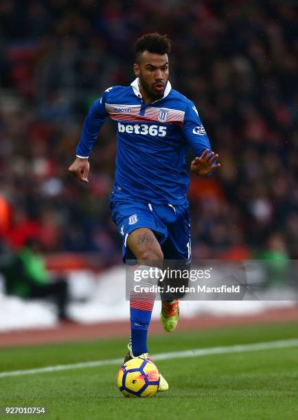 Maxim Choupo-Moting of Stoke in action during the Premier League match between Southampton and Stoke City at St Mary's Stadium on March 3, 2018 in...