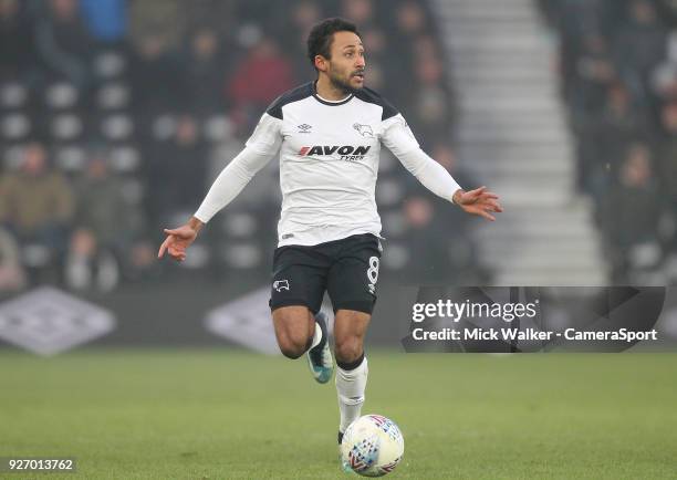 Derby County's Ikechi Anya during the Sky Bet Championship match between Derby County and Fulham at iPro Stadium on March 3, 2018 in Derby, England.