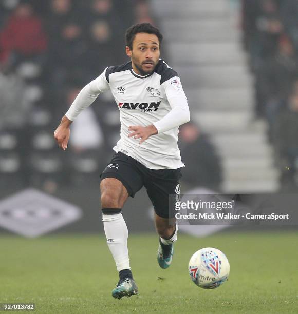 Derby County's Ikechi Anya during the Sky Bet Championship match between Derby County and Fulham at iPro Stadium on March 3, 2018 in Derby, England.