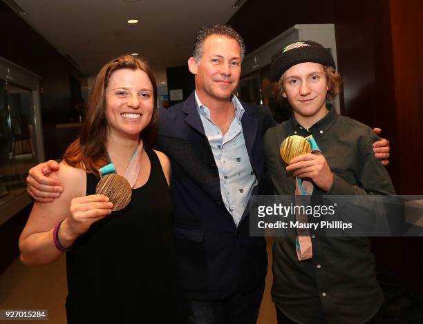 Arielle Gold, Gavin Keilly and Red Gerard attend GBK Pre-Oscar Luxury Lounge on March 3, 2018 in Beverly Hills, California.