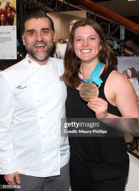 Chef Filippo Sinisgalli and Arielle Gold attend GBK Pre-Oscar Luxury Lounge on March 3, 2018 in Beverly Hills, California.