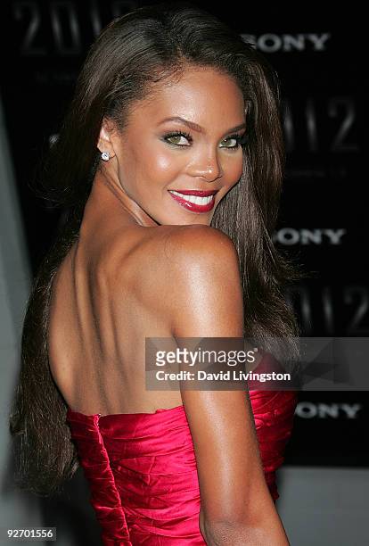 Miss USA 2008 Crystle Stewart attends the premiere of Sony Pictures' "2012" at Regal Cinemas LA LIVE on November 3, 2009 in Los Angeles, California.
